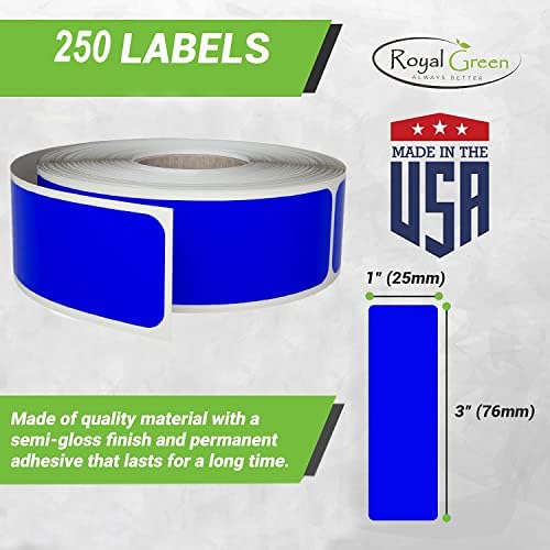Royal Green Rectangle Labels, 3x1 Inches, Sticker Roll - 250 Pack - Image 2