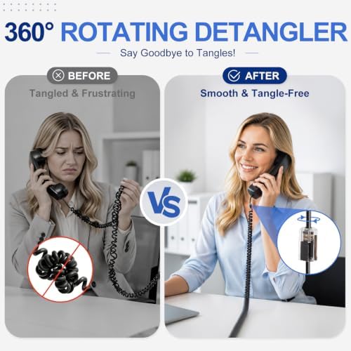 Uvital 2 Pack Telephone Handset Cords with Detanglers, Black Phone Cords - Image 3