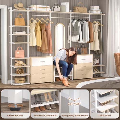 Aheaplus Closet System with 6 Drawers, 8FT Wood & Metal Closet Organizer - Image 2