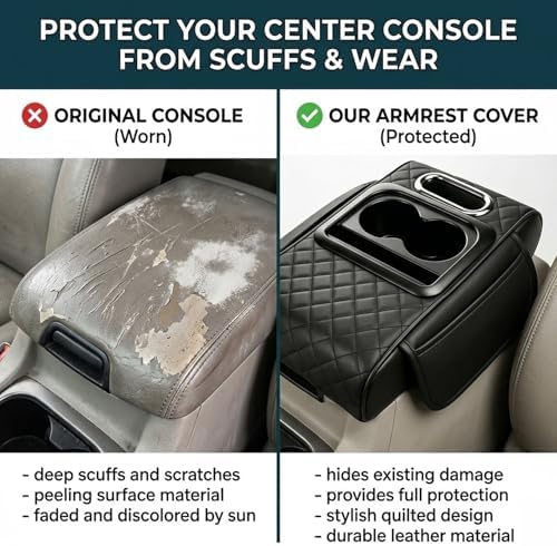 Car Center Console Armrest Pillow, Memory Foam 5 in 1 Armrest Cushion with Tissue Box Holder, Cup Holder Phone Slot & Storage Bags, Universal Middle Console Cover Interior Car Accessories (Black) - Image 5