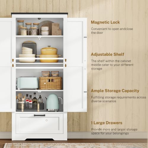 TEENFON Storage Cabinet with Doors & Adjustable Shelf - Image 4