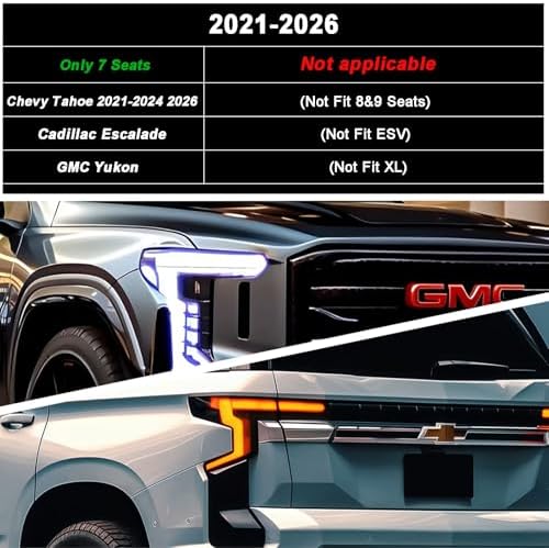 All Weather Floor Mats for 2021-2026 Chevy Tahoe/Cadillac Escalade/GMC Yukon（Only 7 Seats / 2nd Row Bucket Seats）TPE Rubber Liners Odorless Anti-Slip Car Floor Liners & Cargo Liners & Door Sill Guards - Image 2