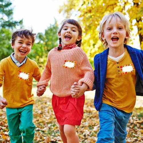 180PCS Fall Name Tags Stickers Thanksgiving Gift Labels Tag, Autumn Pumpkin Maple Leaves Fall Gifts Tag Sticker Thanksgiving Name Label for Autumn Gift Packaging Organizing Party Supplies - Image 5