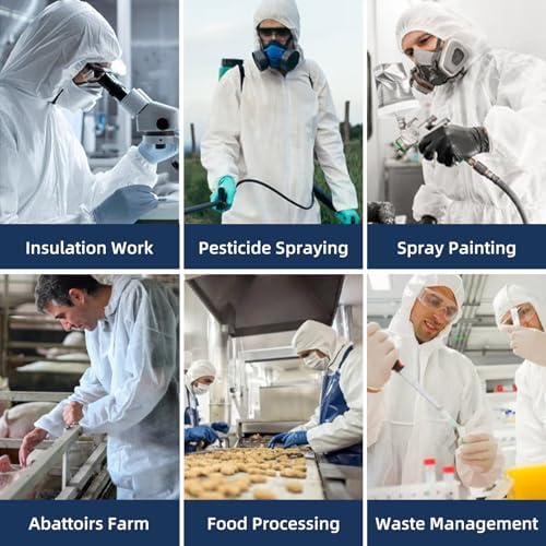 ETERNA Hazmat Suits- 20 Pack Disposable Protective Coveralls with Hood, Zipper, Elastic Wrists, Shoe Covers for Men & Women, Shield from Dirt, Dust, Paint (White, Medium) - Image 6