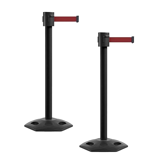 Montour Line MSR760 Set of 2 Retractable Belt Barrier Stanchion, Rubber Base by Montour+Line