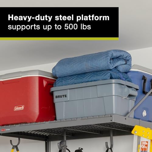 Rubbermaid FastTrack Overhead Garage Storage System Single Platform, Garage Organization Storage Cabinets, Garage Cabinet, Garage Wall Organizer, 3FT x 4FT - Image 4