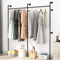 ORSENIGO Industrial Pipe Clothing Rack, Heavy Duty Metal Clothes Rack with Double Rods for Hanging Clothes, Wall Mount Space-Saving Garment Display Rack by ORSENIGO