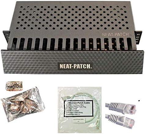 Neat Patch 2U Cable Management Kit - 1 Pack w/ 24 CAT6 Patch Cables (2FT Gray) by Electriduct