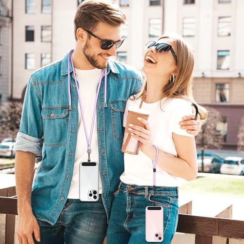 takyu Phone Lanyard, 2 Pack Adjustable Cell Phone Lanyard Crossbody Neck Strap & 2 Pack Phone Wrist Strap with Tether Tabs Compatible for iPhone Android Smartphones-Black Purple - Image 2