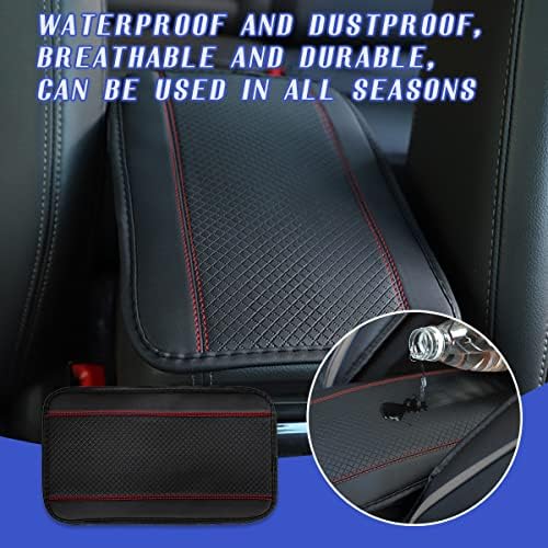 Ziciner Leather Car Center Console Armrest Pad, PU Waterproof Auto Seat Box Cover Protector, Hand Rest Cushion Protection Pad, Vehicles Interior Accessories Universal for Car,SUV (Black & Red A) - Image 6
