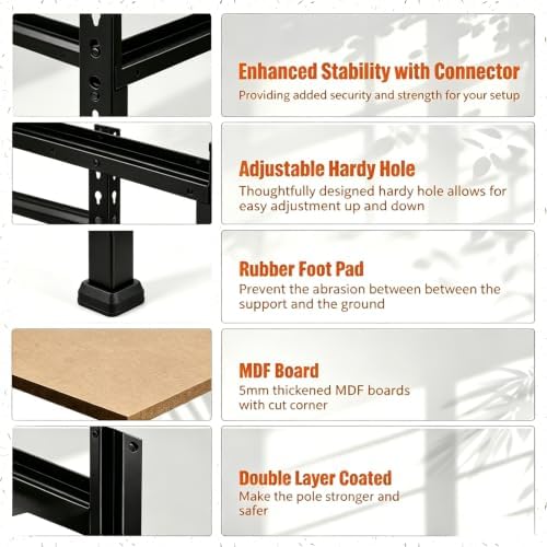 OUTLANE 3 Tier Garage Shelving Heavy Duty,1350 LBS Adjustable Rack Shelf - Image 6