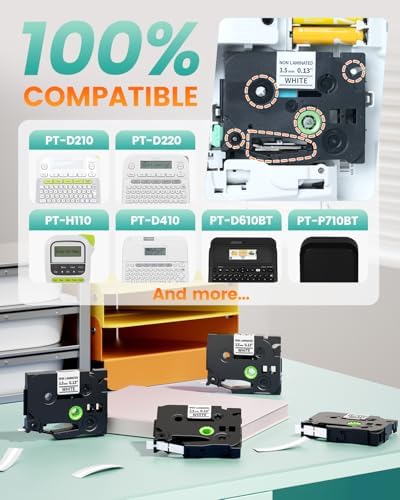 3.5mm 0.13'' Label Maker Tape Replacement for Brother TZe-N201 TZeN201 - Image 2