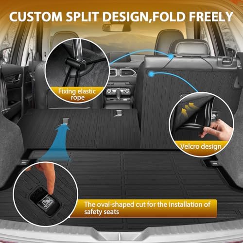 Powerty Floor Mats for Mazda CX-5 2017-2025, All Weather 3D TPE Anti-Slip Trunk Cargo Liner Seat Back Covers Protectors Full Set Car Accessories - Image 3