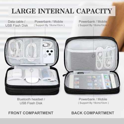 FYY Electronic Organizer, Travel Tech Pouch Bag, Large, Black - Image 3