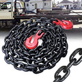 G80 Transport Binder Chain 3/8 Inch x 10 Foot | Tow Chain with Clevis Grab Hooks | 7,100 lbs Safe Working Load | Heavy Duty Chain for Transporting Towing (3/8'' x 10FT (Black)) by FITHOIST