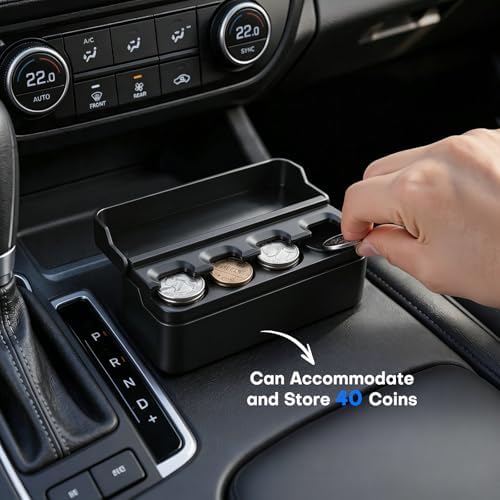 SINGARO Coin Holder for Car, Coin Change Organizer Compatible with Coins of Different Sizes, Dash-Mounted Holder Suitable for Most Cars, Trucks(2PCS Black) - Image 4