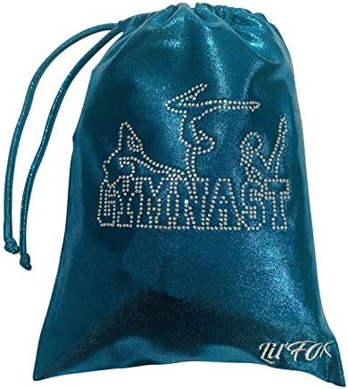 LIL'FOX 8"x10" Drawstring Gymnastics SMALL GRIP BAG 26x20cm - Lightweight Bag for Personal Equipment - Shiny Foil Rhinestones by LILFOX