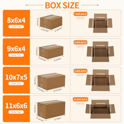 Hoikwo 20 Pack Brown Assorted Shipping Box, 11x6x6, 10x7x5, 9x6x4, 8x6x4 - Image 2