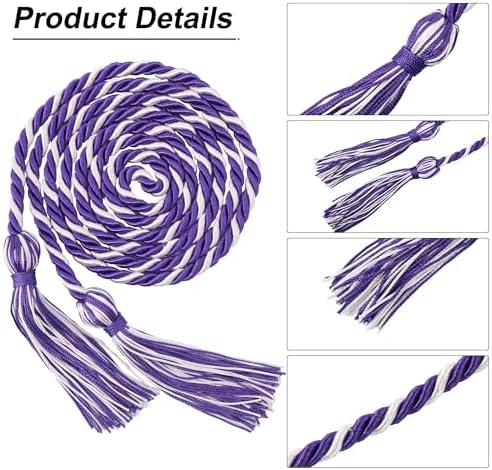 GraduationMall Graduation Honor Cord 68" Purple White - Image 3