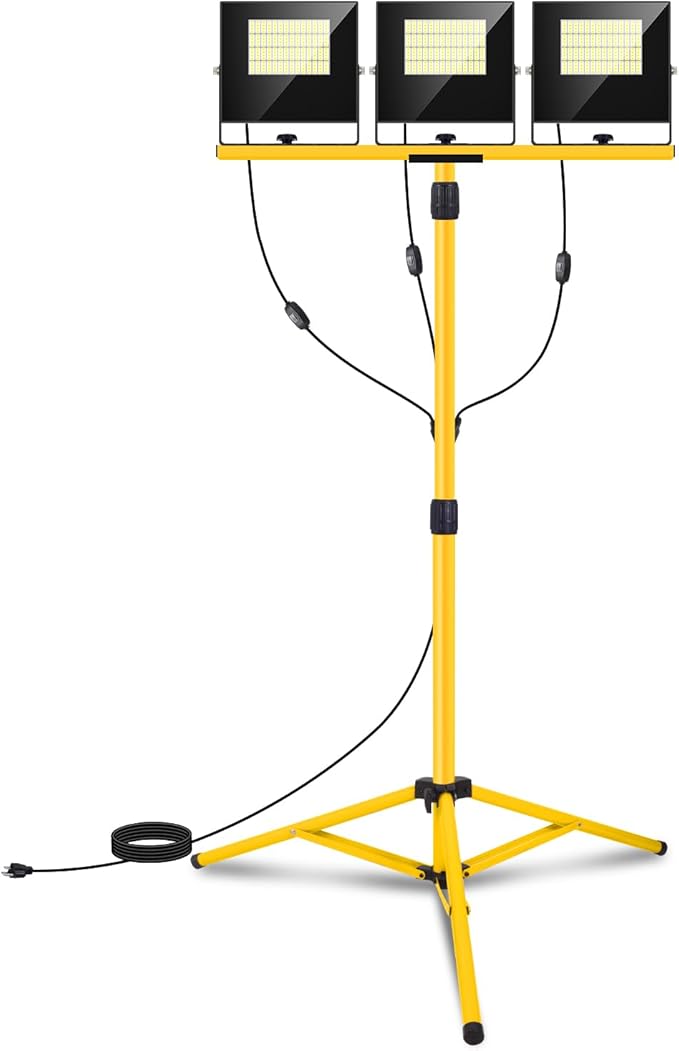 36000 Lumen Work Lights with Stand, 3 Adjustable Head LED Work Light with by TEXTHELL