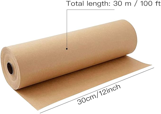 Kraft Wrapping Paper Roll, 100 Feet Recycled Kraft Paper - Image 7