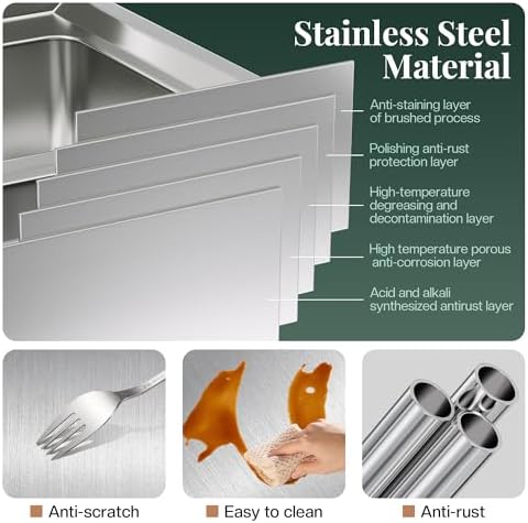Jocisland 36-Inch Stainless Steel Work Table with Cabinet - Image 3