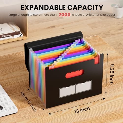 Sooez Accordion File Organizer, 13 Pocket Expanding File Folders, Letter/A4 - Image 2
