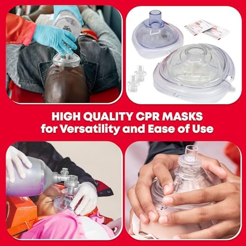 Adult and Infant CPR Mask Combo Kit – Includes 2 CPR Masks with One-Way Valves, Pair of Vinyl Gloves, 2 Alcohol Prep Pads – Portable Emergency CPR Kit – Red - Image 6