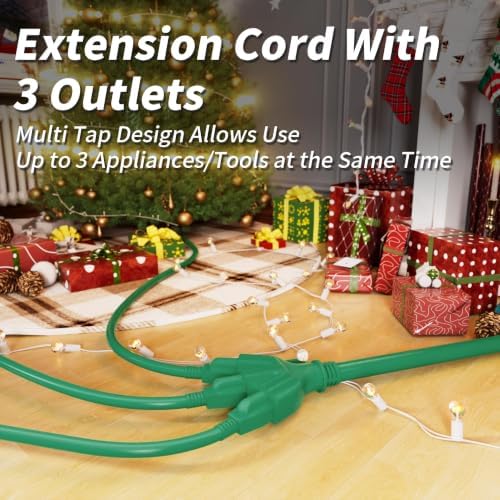 PlugSaf 100 FT 16/3 Outdoor Extension Cord with Multiple Outlets Green - Image 7