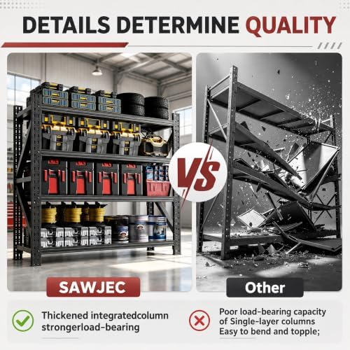 SAWJEC 6000LBS Heavy Duty Metal Garage Shelving Storage Shelves - Image 3