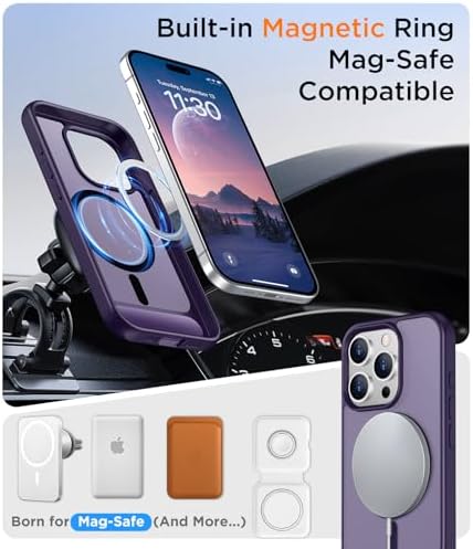 Temdan Magnetic Compatible with iPhone 15 Pro Max Case, [Built-in Invisible Kickstand][Compatible with MagSafe] [Military Grade Shockproof] Slim Translucent Matte Phone Case for iPhone 15 Pro Max 6.7" - Image 5