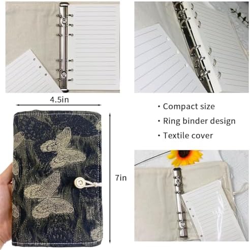 XnxnzhHo Pocket Journaling Notebooks, 6 Ring Binder Cover A6 Small Notebook, Refillable Punched Loose Leaf Paper Notebook, for School, Office, Grad Gifts, Black - Image 5