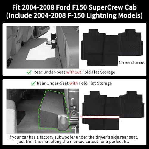 Floor Mats for Ford F-150 2004-2008 SuperCrew Cab&2006-2008 Lincoln Mark LT Crew Cab, All Weather Protection TPE Front and Rear Row Floor Liners for Ford F150 Accessories car mats -Black - Image 2