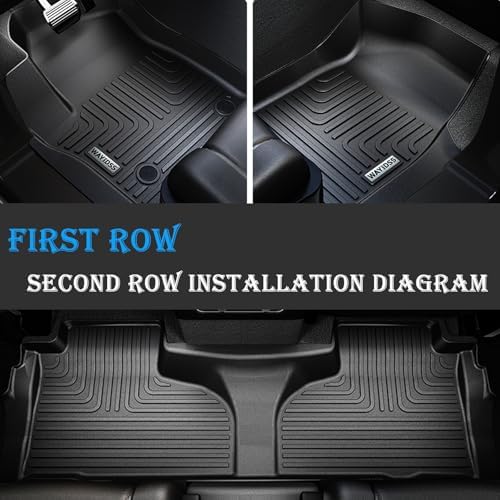All Weather Floor Mats for 2021-2026 Chevy Tahoe/Cadillac Escalade/GMC Yukon（Only 7 Seats / 2nd Row Bucket Seats）TPE Rubber Liners Odorless Anti-Slip Car Floor Liners & Cargo Liners & Door Sill Guards - Image 5