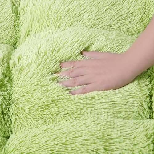 EHEYCIGA Fluffy Dog Crate Bed, Plush Extra Large Dog Pillow, Green - Image 6