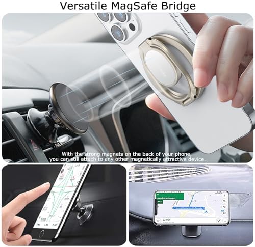 Doflyesky Magnetic Phone Grip for MagSafe Ring Holder, Metal Double Adjustable Gym Finger Ring Grip Kickstand, Removable Phone Grip for iPhone, iPad and Smartphones (Natural Titanium) - Image 5