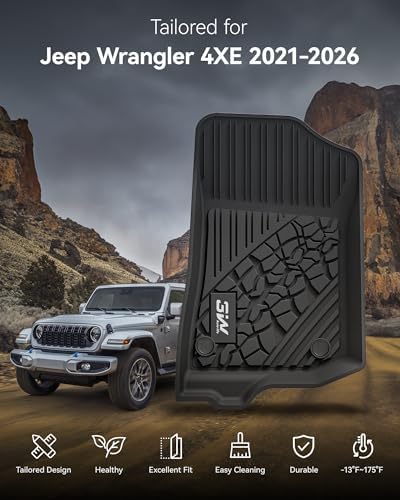 3W Floor Mats & Cargo Liner & Backrest Mats Jeep Wrangler 4XE 2021-2026 - Image 2