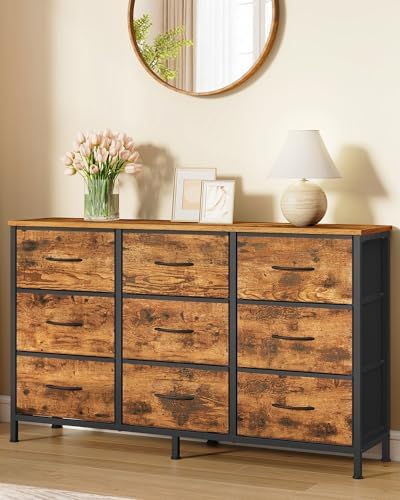SONGMICS Dresser with 9 Fabric Drawers, TV Stand for TVs Up to 55 Inches - Image 2