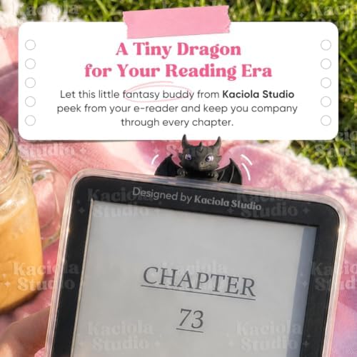 Kaciola Dragon Buddy Charm for Kindle, Sticky Peeker Charm for E-Reader Tablet or Laptop, Compatible with Kindle, Bookish Gift for Book and Fantasy Lovers - Image 2