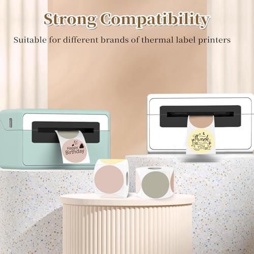 1.5 inch Round Thermal Label,Morandi Thermal Sticker Labels,Direct Thermal Printer Label for DIY Logo Design,Thanks Card,500 Labels/1 Roll - Image 4