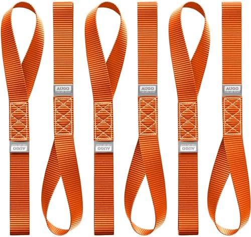 AUGO Heavy Duty Soft Loops –Pack of 6-1.5” x 17” Tie Down Anchor Straps for Use w/Ratchet Strap Hooks – 3000Lb Load Capacity & 10,000Lb Break Strength – Great for Motorcycle, Bike, Roof Rack, Etc. by AUGO