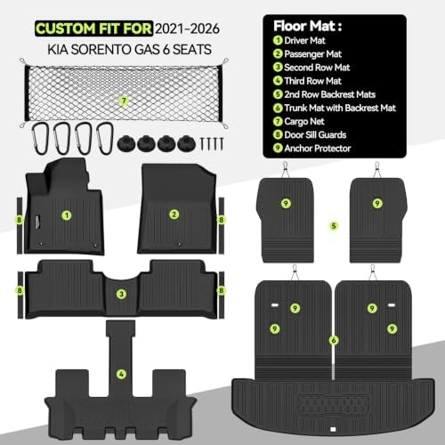 Floor Mat Set for 2021-2026 Kia Sorento Gas 6 Seats/Captain Seat - Image 2