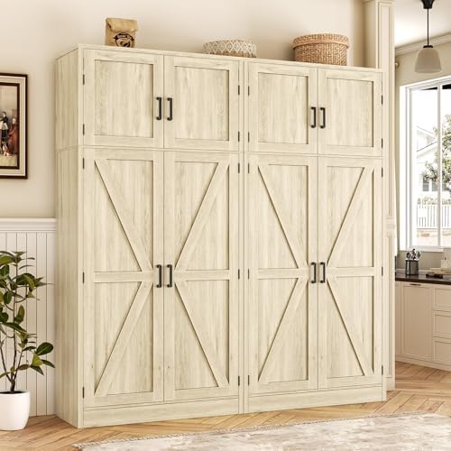 Unikito 71” Tall Pantry Cabinet with Adjustable Shelves, Wash Gray, 2 Pack by Unikito