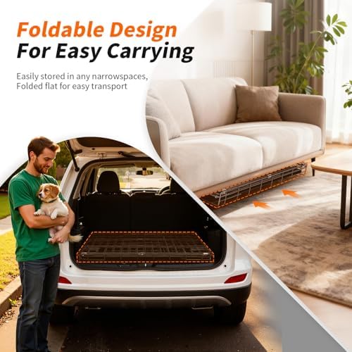 FDW | 42" Foldable Metal Dog Crate | Dark Black | Cage for Medium Dogs - Image 3