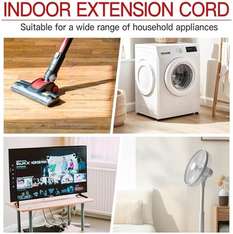 Skrizcable 16/3 Short Extension Cord 20FT 2Pc, White Extension Cord Indoor - Image 7