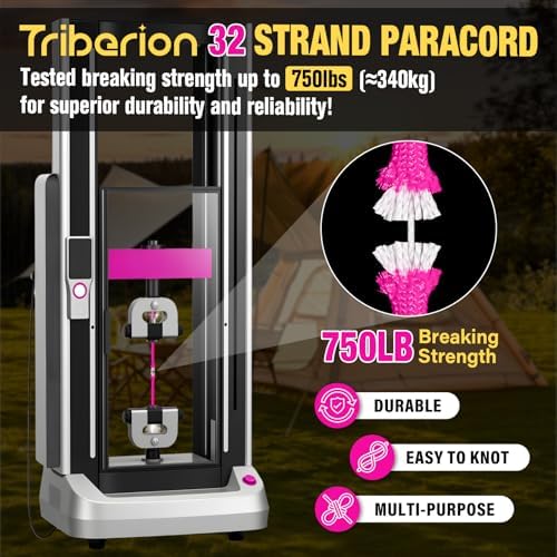 Paracord Rope 750 lb - 100ft 5/32" Parachute Cord 4MM 12-Strand para Cord - Heavy Duty Spool String for Survival,Camping Gear, Survival Bracelet, Clothesline - Rose Pink - Image 4
