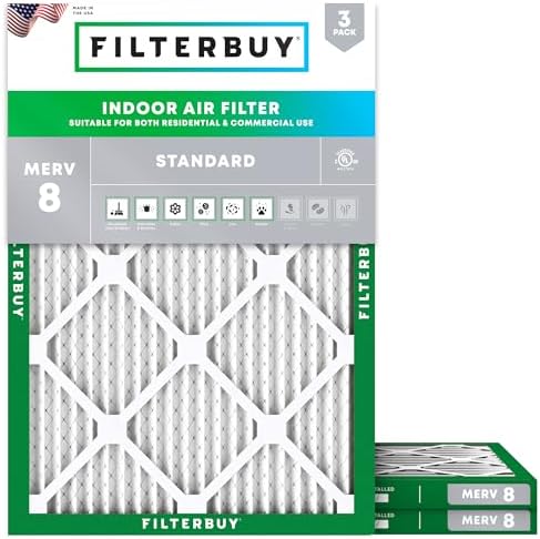 Filterbuy 18x25x1 Air Filter MERV 8 Dust & Allergy Defense (3-Pack) by Filterbuy