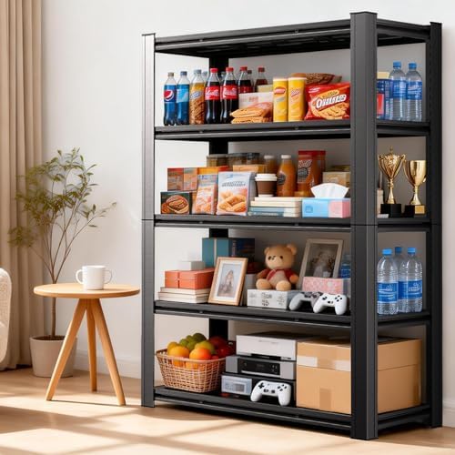 5-Tier Heavy Duty Garage Shelving, 5,000 lbs Capacity Adjustable Plastic Storage Shelving Unit for Garage, Basement & Warehouse, Boltless Steel Frame,35" W x 15.7" D x 72" H - Image 2