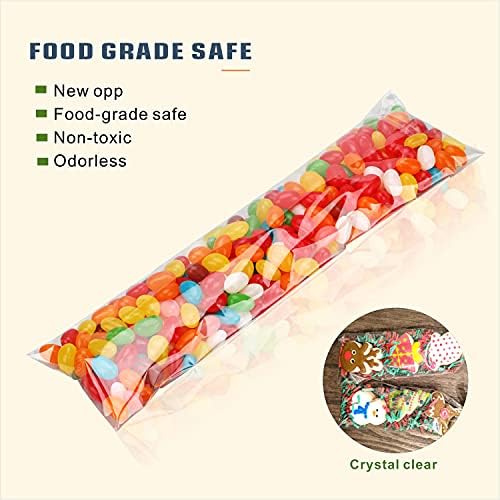 100 pcs 2" x 10" Long Clear Resealable Cellophane Bags Self Sealing Treat Bags Cookie Bags with Adhesive Flap Gift Wrap Poly Bags Plastic Packaging 1.4 mil - Image 4