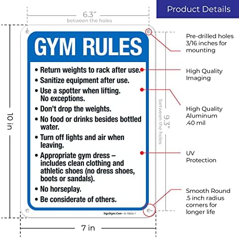 Gym Rules Return Weights to Rack After Use Sanitize Equipment After Use - Image 3